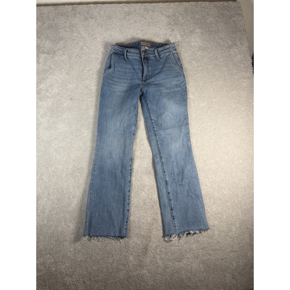Kut From The Kloth Jeans Size 2 Kelsey Ankle Flare Raw‎ Hem Mid Rise
